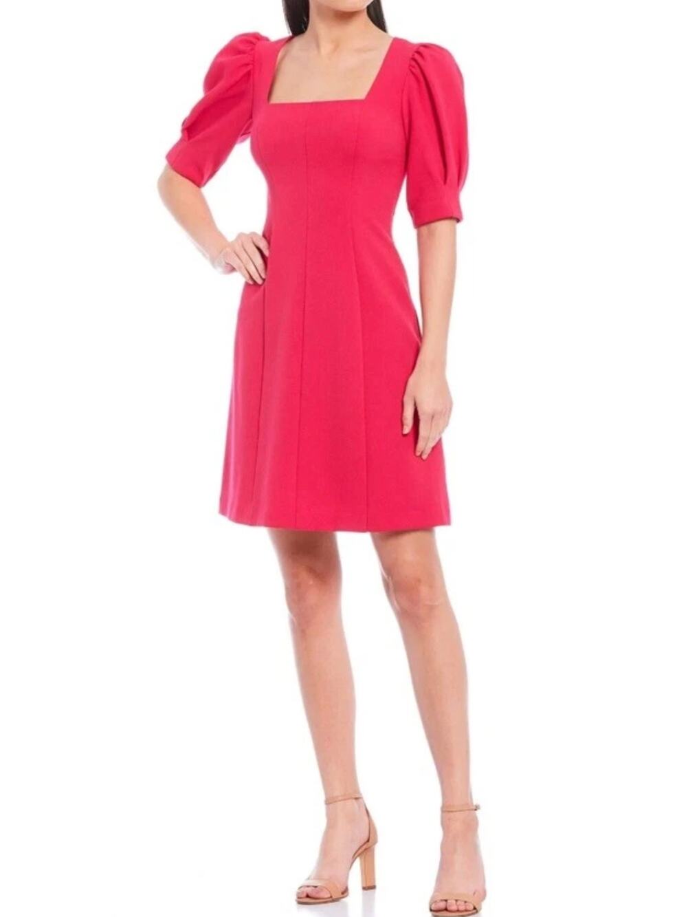 Eliza J Hot Pink Puff Sleeve Mini Dress Size 2 Formal Professional